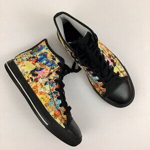 Black High Tops Sneakers Disney Characters Genie Belle Aladdin Jasmine Size 9